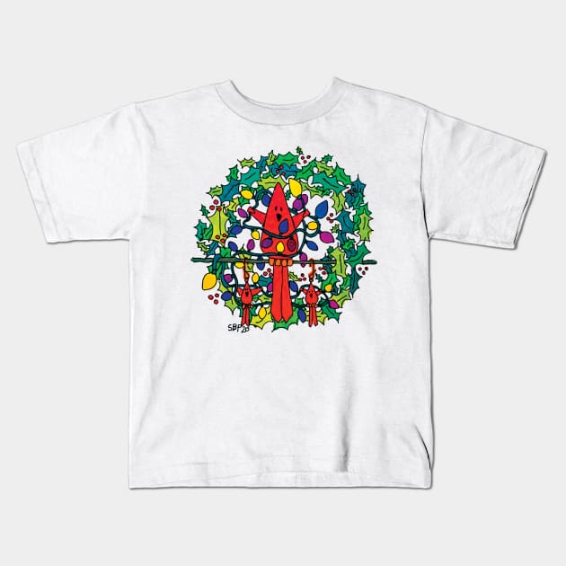 Red Bird Gets Out the Lights Kids T-Shirt by SETH BOND PERRY - SBP ART